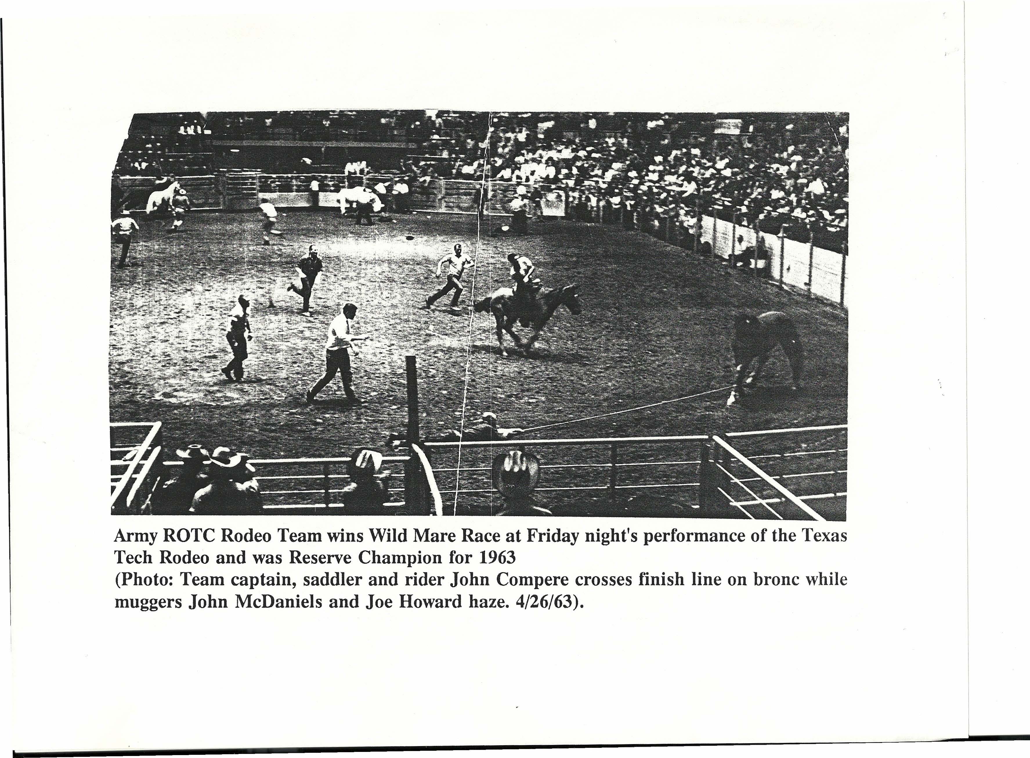 Compere competing in 1963 Texas Tech Rodeo 